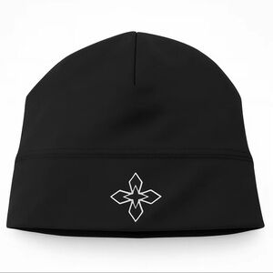 VORTENEA Satin-Linen Skull Cap with Embroidered Cross black